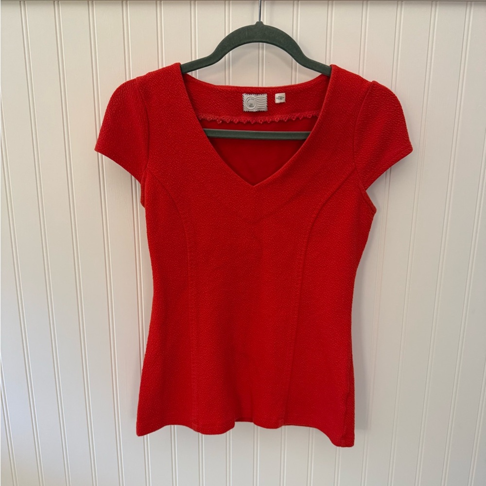Anthropologie reddish orange V-Neck Women's Top